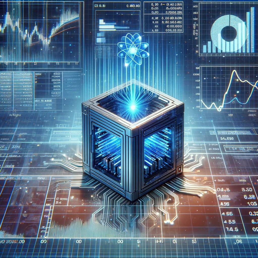 DALL·E 2024-05-30 00.04.59 - An illustration of a quantum computer with financial data and charts in the background, symbolizing the integration of quantum computing in finance